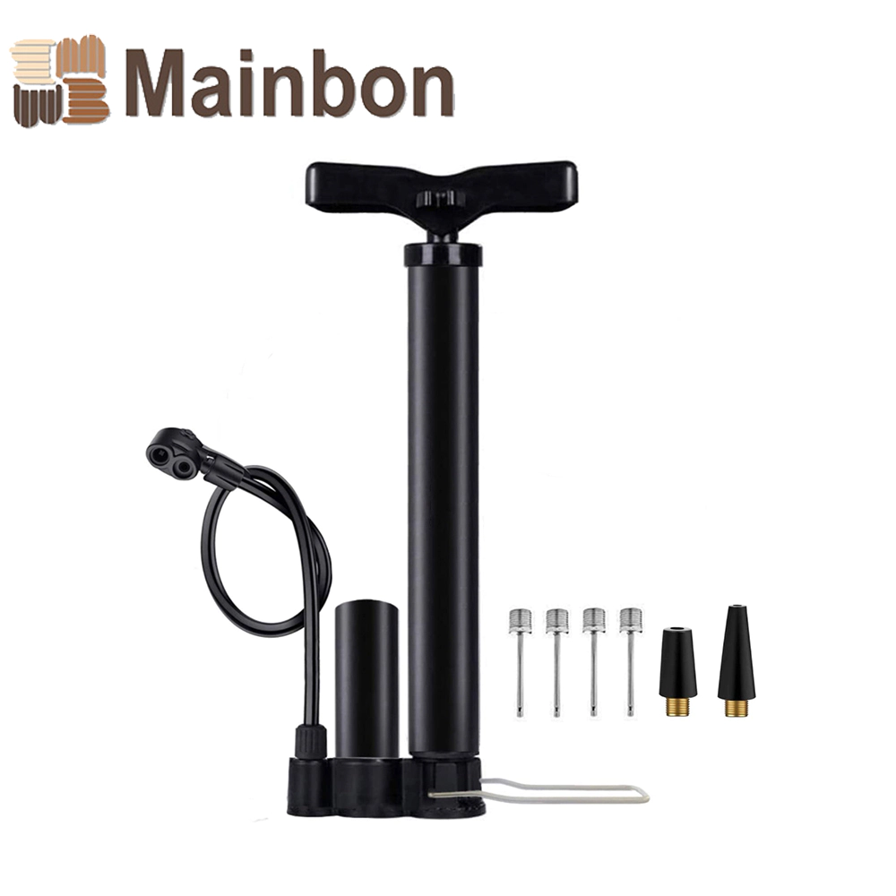 Bike Pump Portable, Ball Pump Inflator Bicycle Floor Pump with high Pressure Buffer Easiest use with Both Presta and Schrader Bicycle Pump Valves